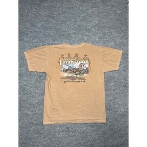 Anvil Tombstone Arizona Graphic T-Shirt Tan Tourist Western Tee Large